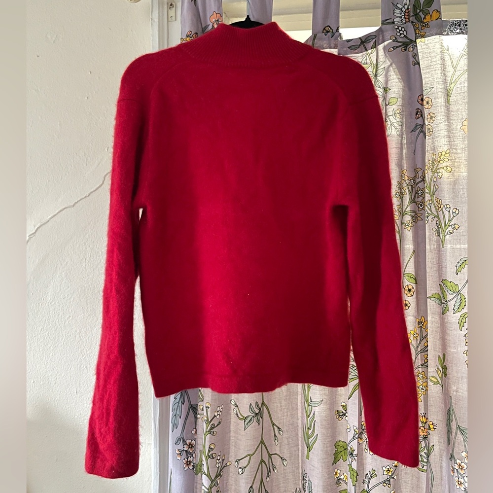 Target Unisex Bold Red Cashmere Quarter Zip Sweater - Picture 7 of 7